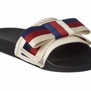 NWOT GUCCI SATIN SYLVIE BOW SLIDES SIZE 40